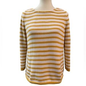 Marled Striped Sweater Women’s Medium Mustard Yellow Cream 100% cotton sweater